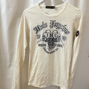Lucky Brand Johnson Motor Cream Graphic Long Sleeve Shirt
